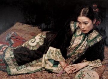 カーペットの上の女性 中国のチェン・イーフェイの女の子 Oil Paintings